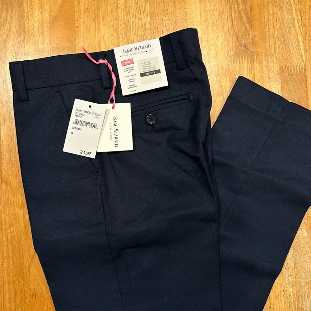 Navy Slim Cut Boys Dress Pants